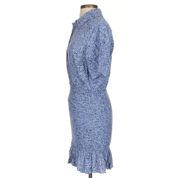 & Other Stories Women's Mini Dress US 4 Purple 100% Viscose Smocked Skirt Collar - Picture 4 of 5